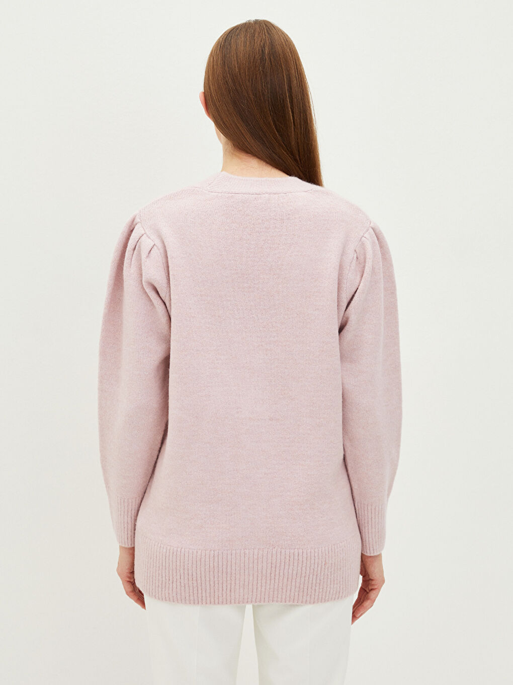 LCW Modest V Neck Women's Knitwear Cardigan -W1KQ83Z8-SCM