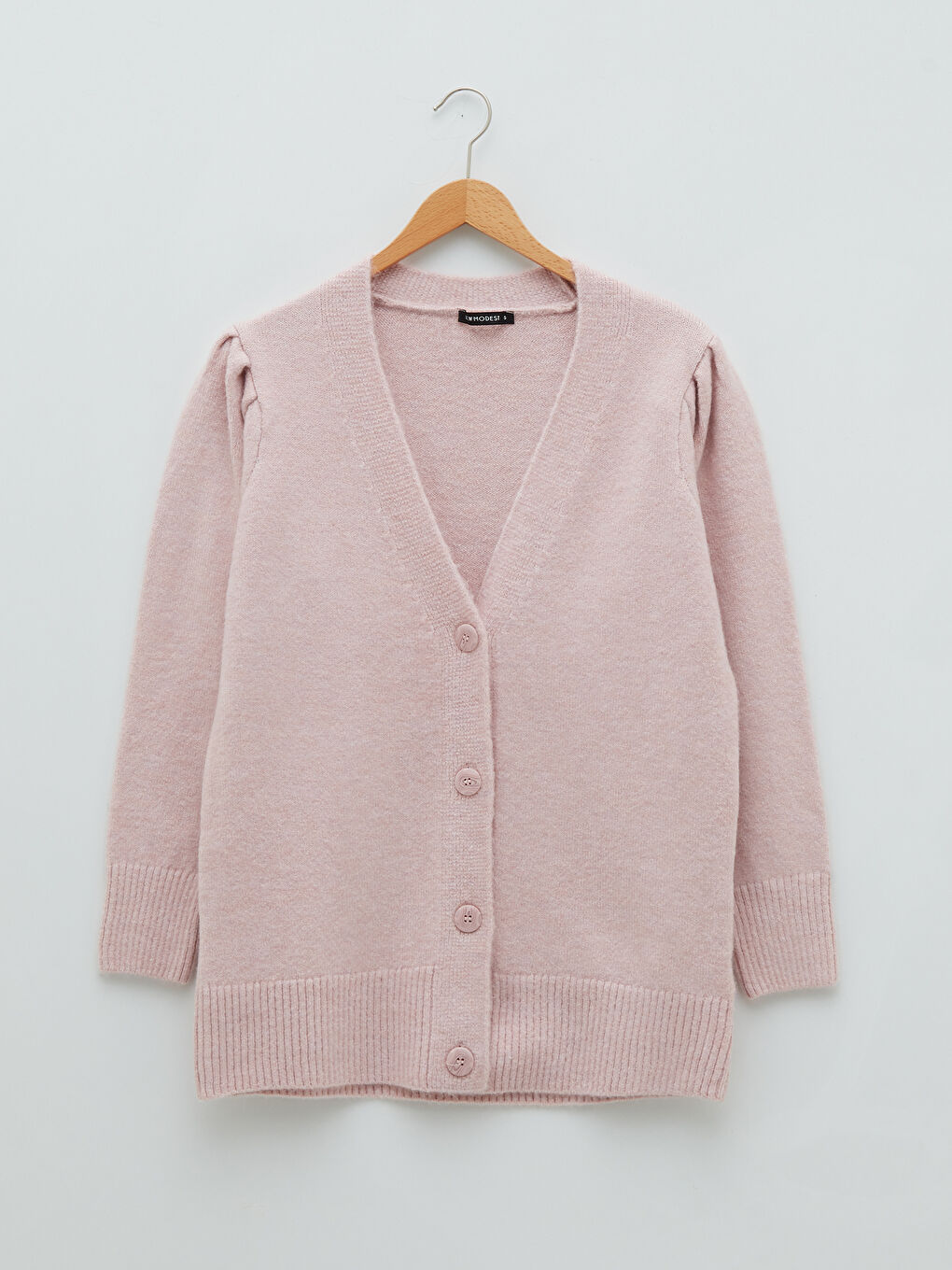 LCW Modest V Neck Women's Knitwear Cardigan -W1KQ83Z8-SCM