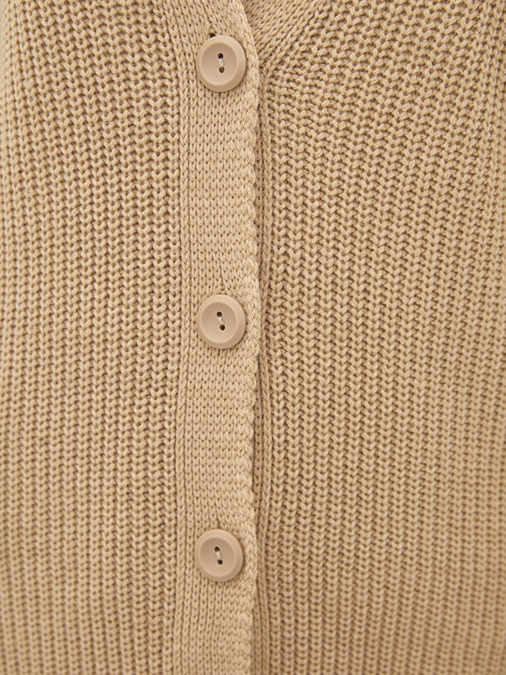 Bej V Yaka Kadın Triko Hırka-2