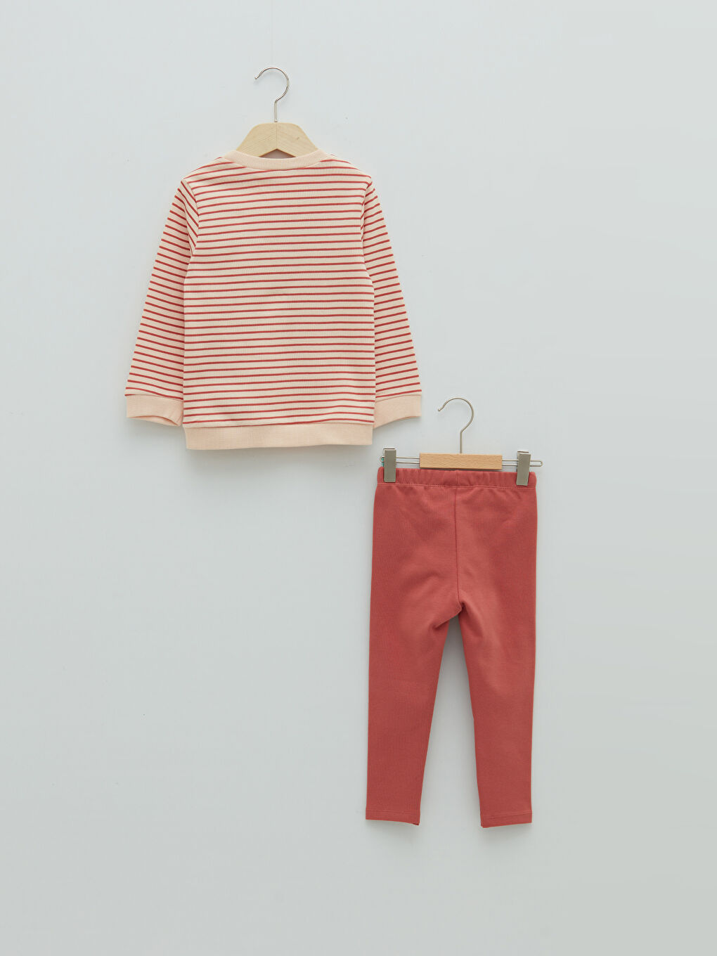 Komplet Duks i Helanke za Bebe Devojčice od Pamuka sa Prugama i Okruglim Izrezom 2-pakovanja-1