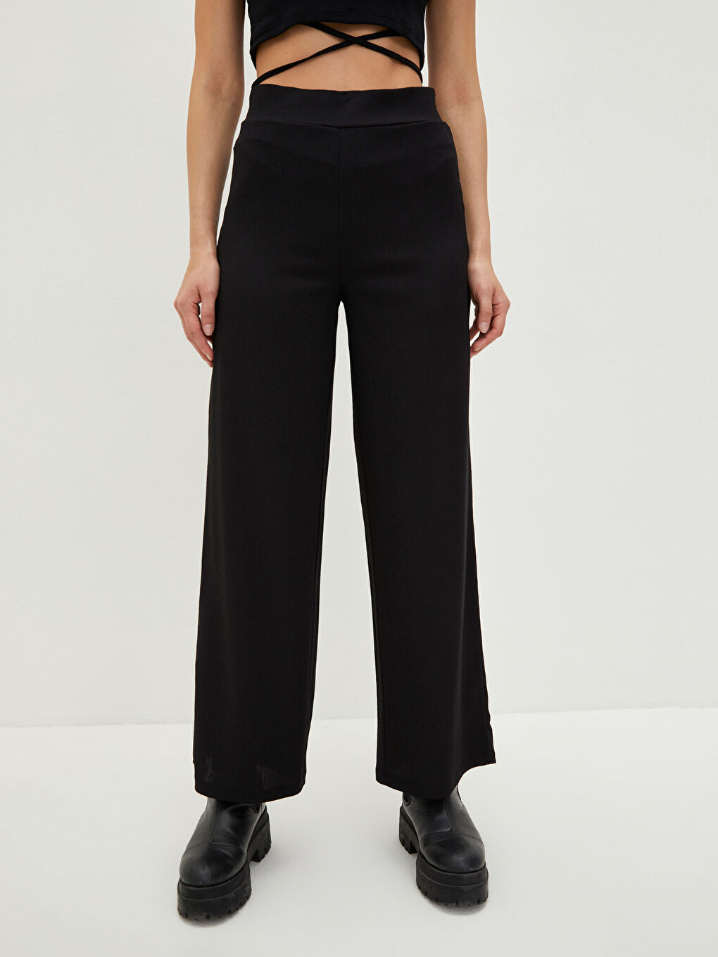 Women's Normal Waist Slim Fit Straight Trousers-1