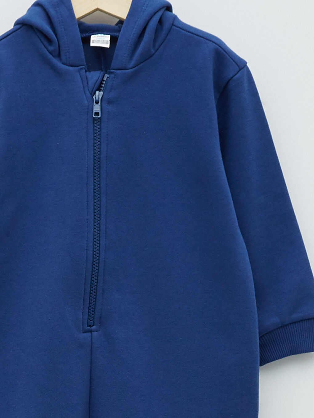 Combinaison Zippée Basique à Capuche et Manches Longues pour Bébé Garçon-2