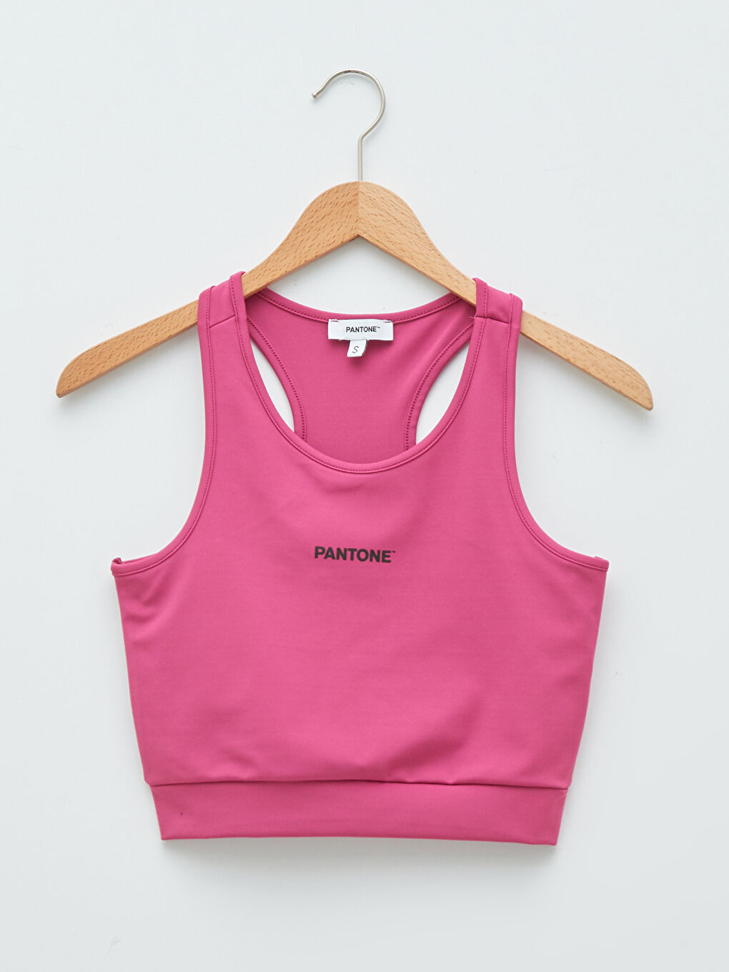 Pantone Fuşya X XSIDE Kadın Crop Spor Büstiyer U Yaka Yazı Baskılı - 2