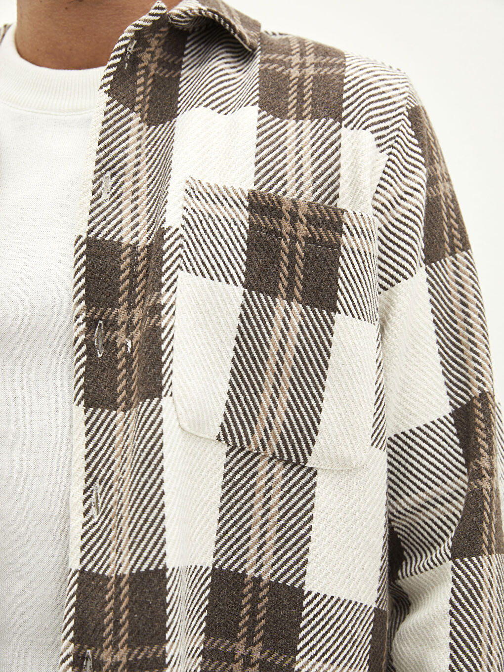 Relaxed Fit Long Sleeve Plaid Men's Flannel Shirt Jacket-3