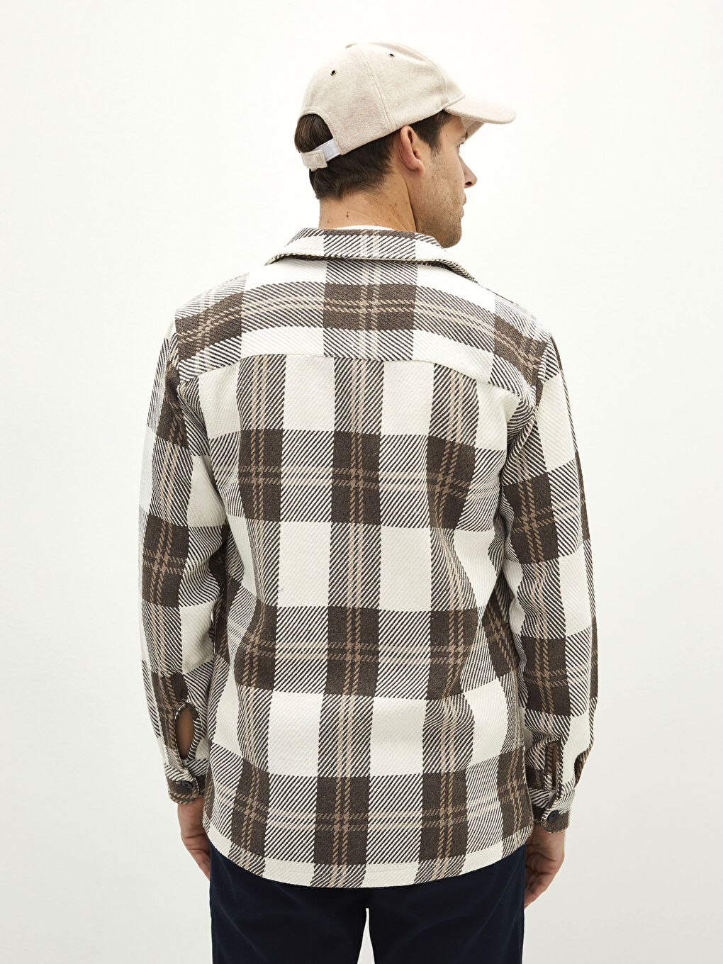Relaxed Fit Long Sleeve Plaid Men's Flannel Shirt Jacket-4
