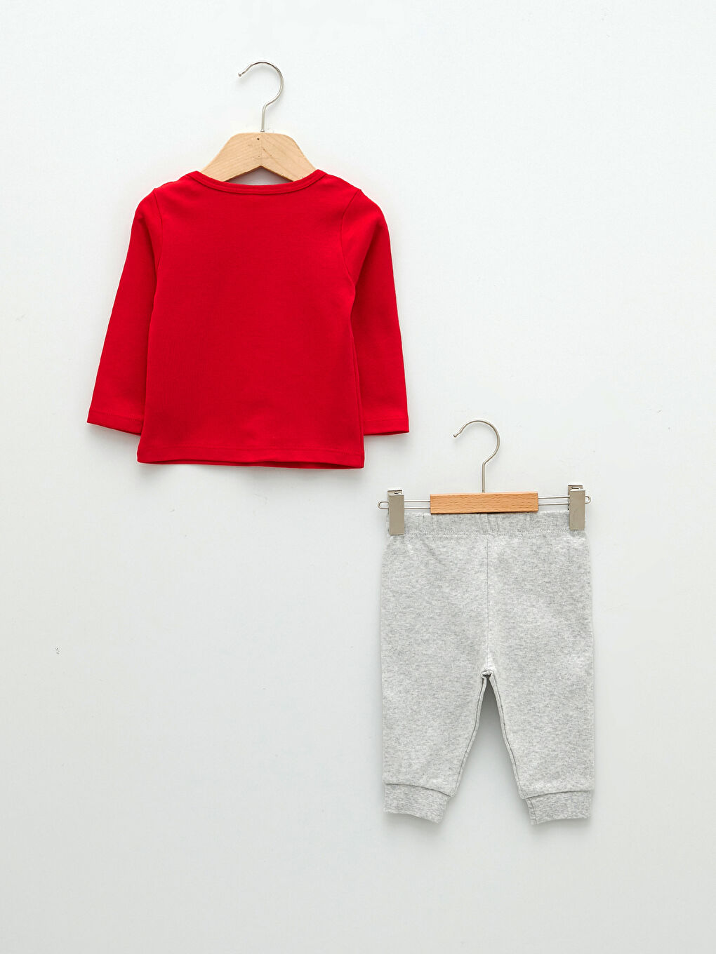 Kırmızı Bisiklet Yaka Uzun Kollu Nostaljik Maymun Baskılı Pamuklu Erkek Bebek Pijama Takım-5