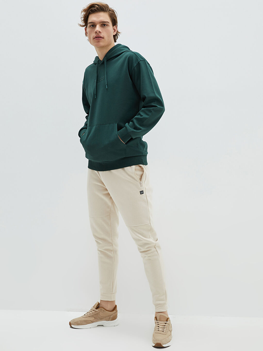 Yeşil Uzun Kollu Baskılı Erkek Hoodie-9