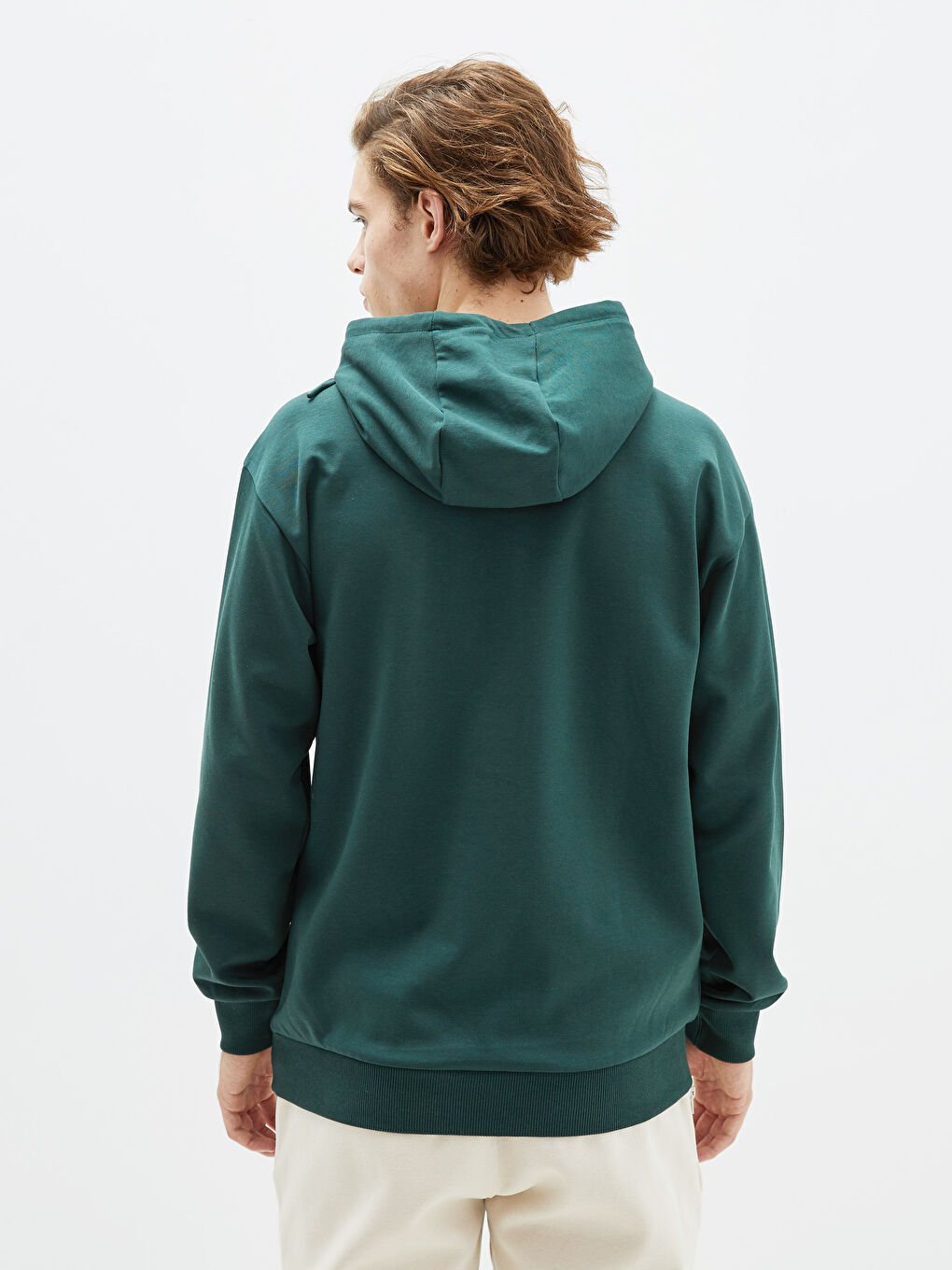 Yeşil Uzun Kollu Baskılı Erkek Hoodie-11