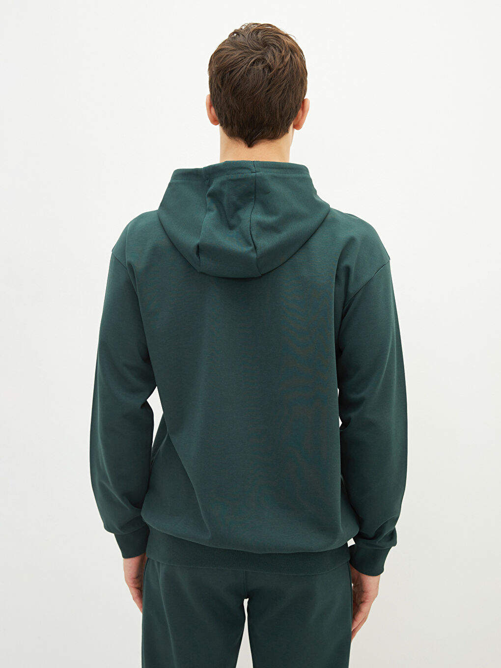 Yeşil Uzun Kollu Baskılı Erkek Hoodie-10