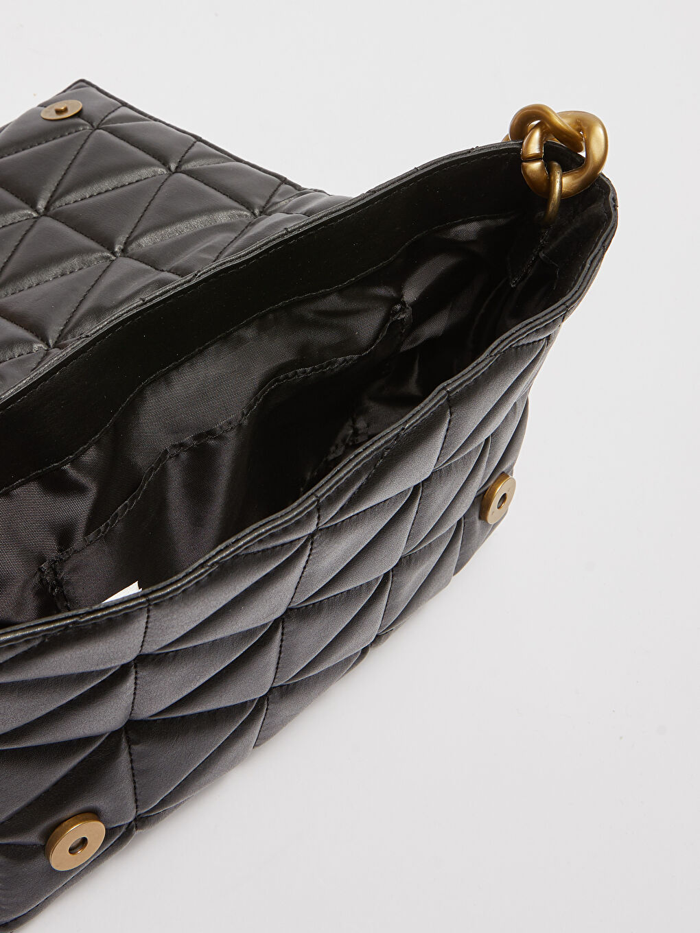 حقيبة يد مبطنة بسلسلة بمظهر الجلد للسيدات-4