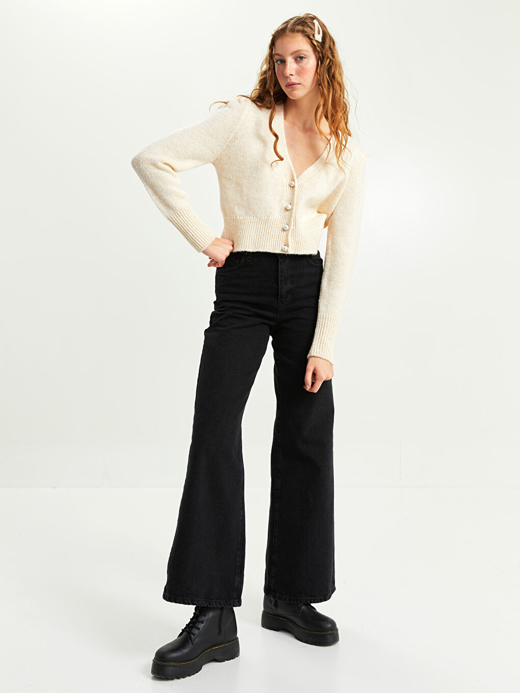 X-SIDE x Aleyna Kalaycıoğlu Women's Jeans - Wideleg Straight Pocket Detailed-2