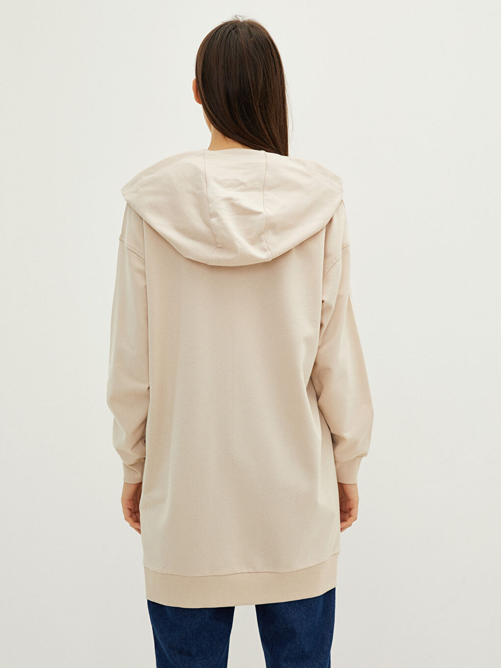 LCW Modest Hooded Slogan Printed Long Sleeve Women's Sports Cardigan -W1KT83Z8-S0U