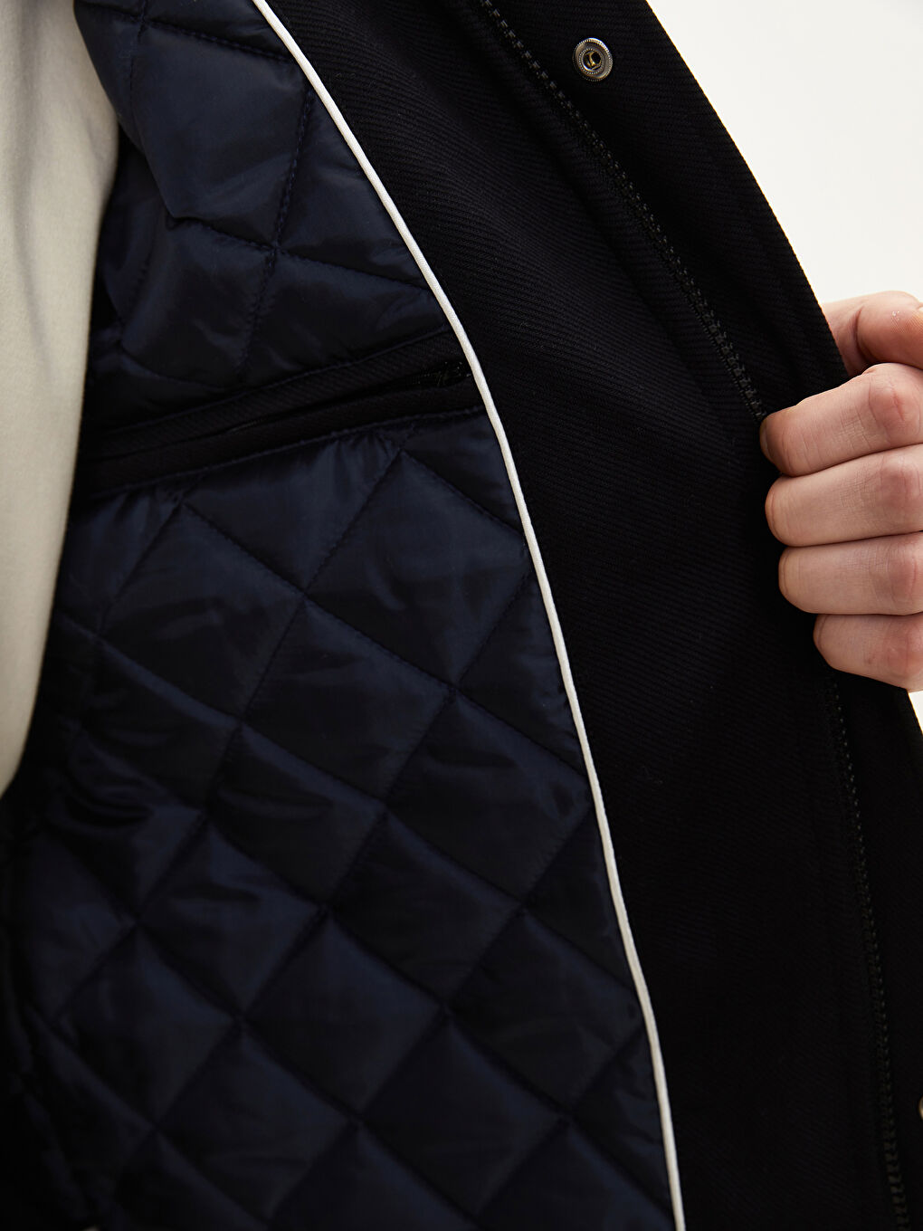 Slim Fit Fur Collar Men's Coat-3