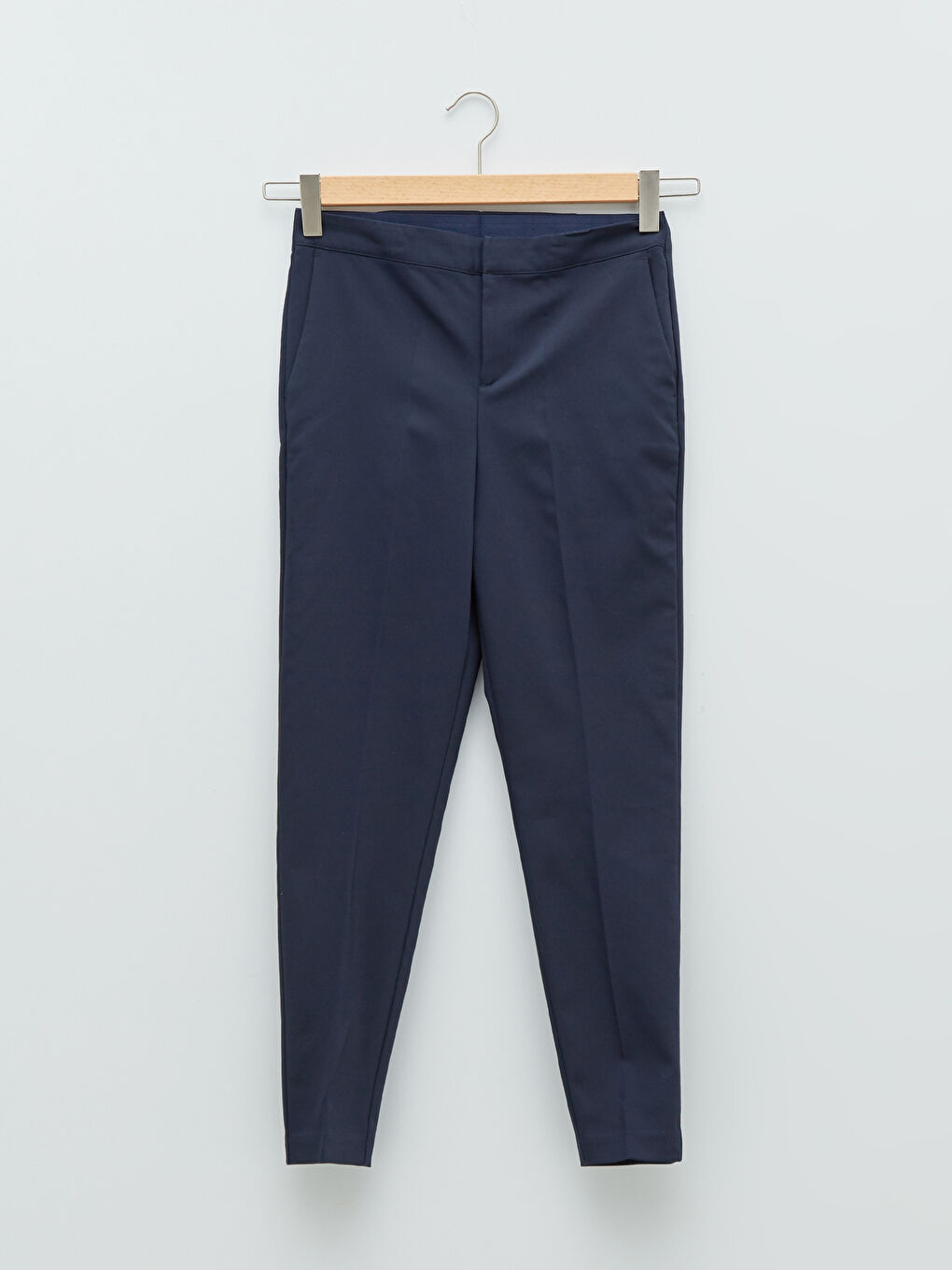 Lacivert Kadın Dar Fit Cep Detaylı Düz Pantolon-5