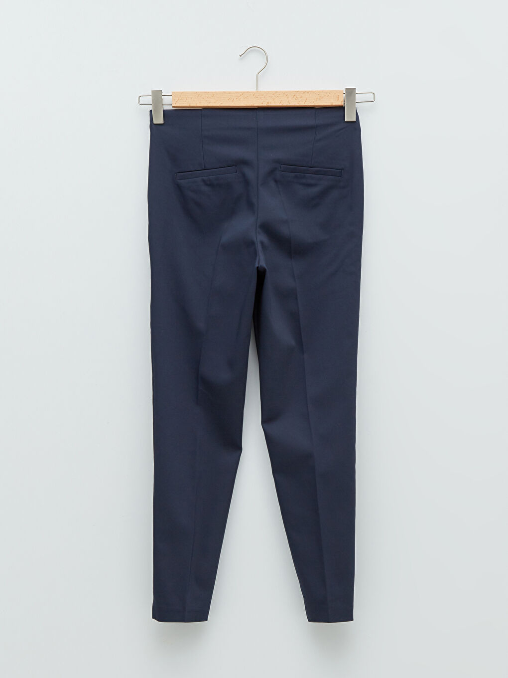 Lacivert Kadın Dar Fit Cep Detaylı Düz Pantolon-6