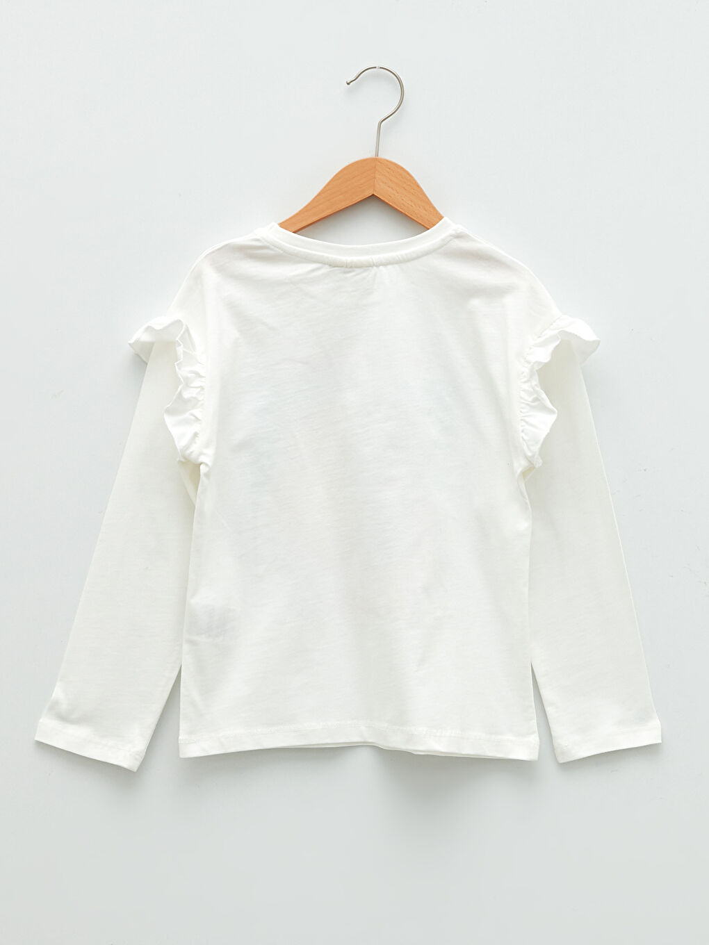 Crew Neck Printed Long Sleeve Cotton Girl T-shirt-1