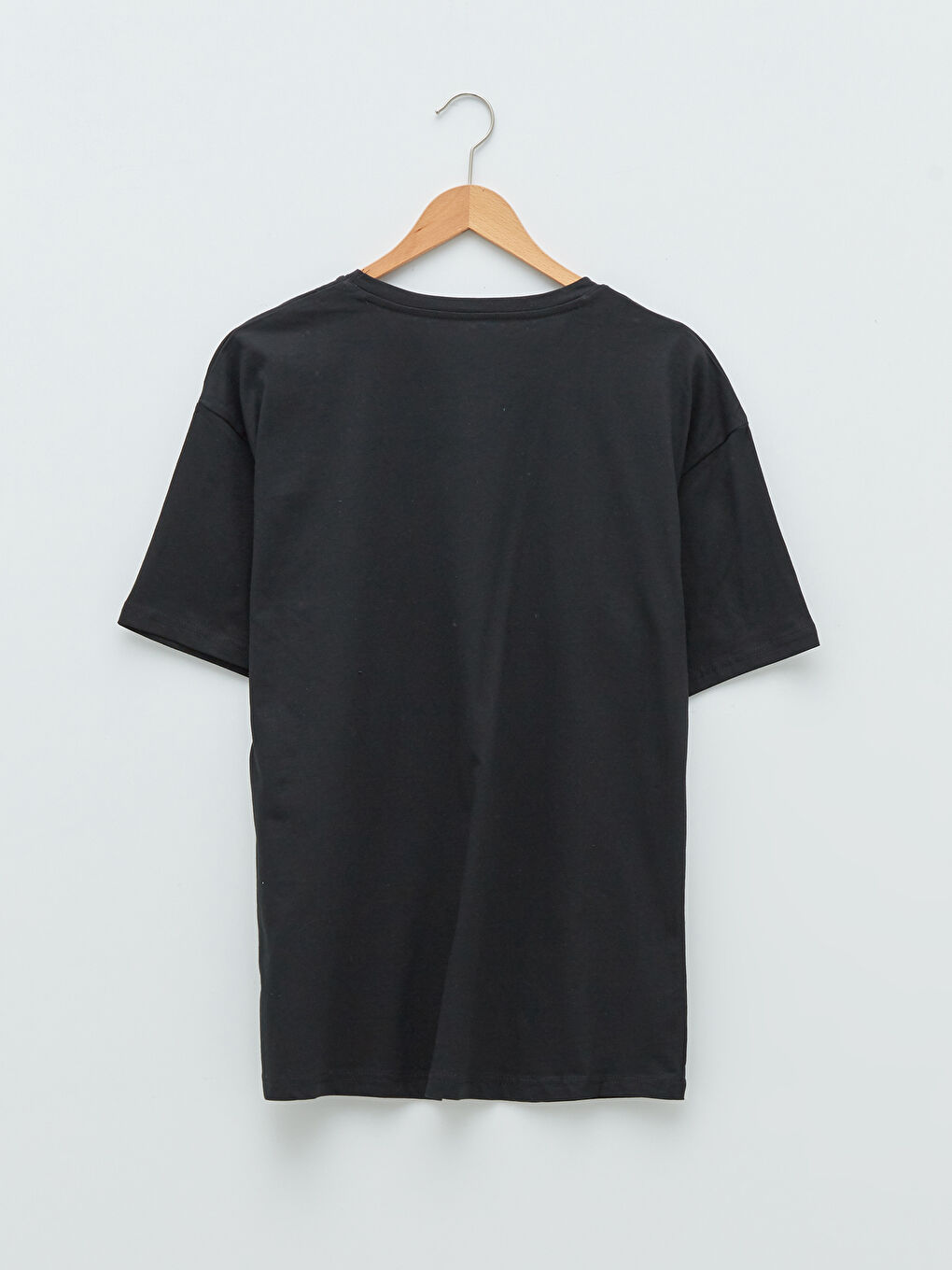 Siyah Oversize Bisiklet Yaka Kısa Kollu Baskılı Penye Erkek Tişört-6