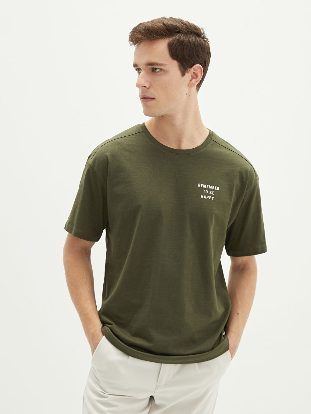 Oversize Crew Neck Short Sleeve Printed Jersey Men's T-Shirt -W1KV14Z8-HDL