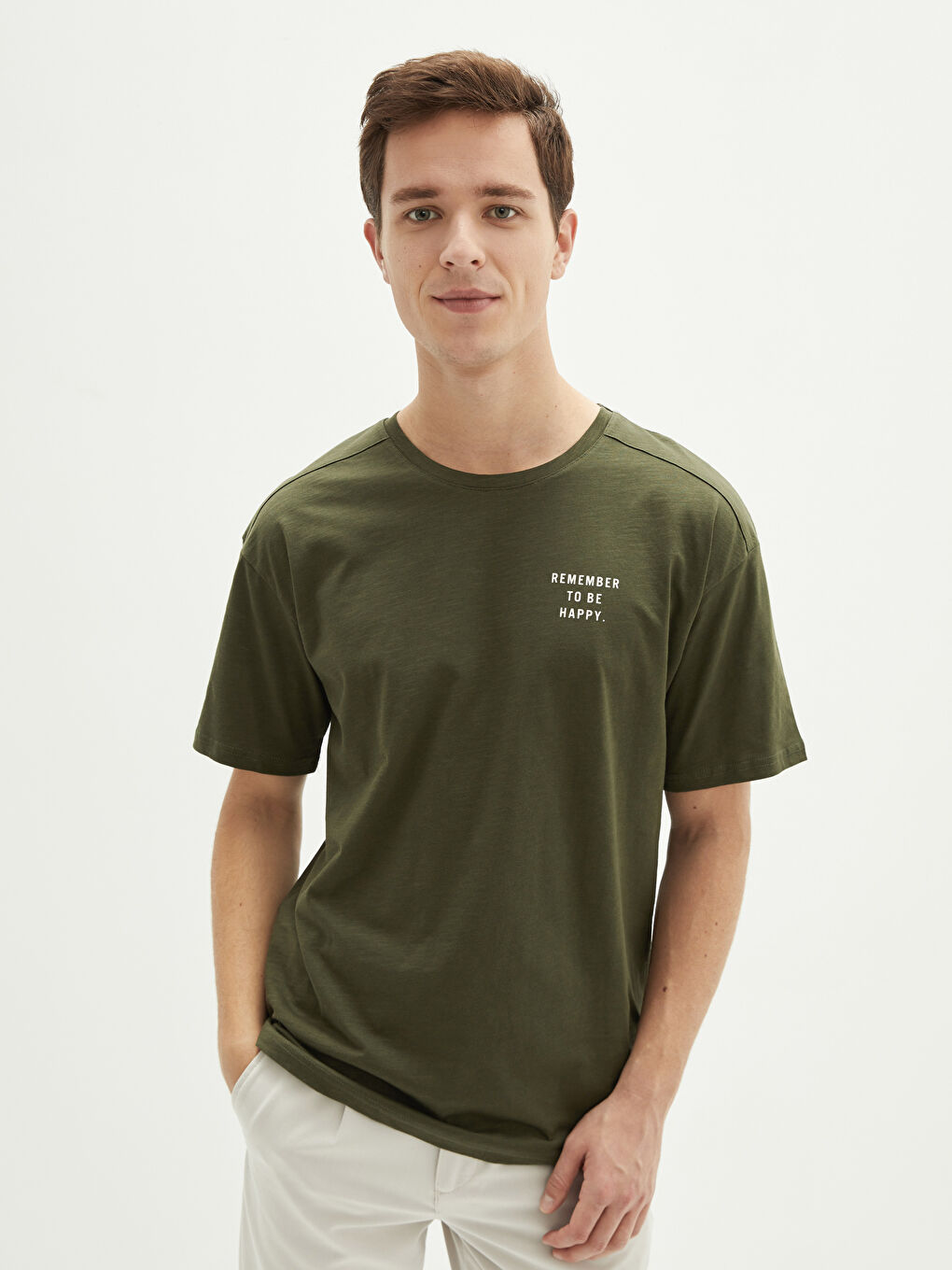 Oversize Crew Neck Short Sleeve Printed Jersey Men's T-Shirt -W1KV14Z8-HDL