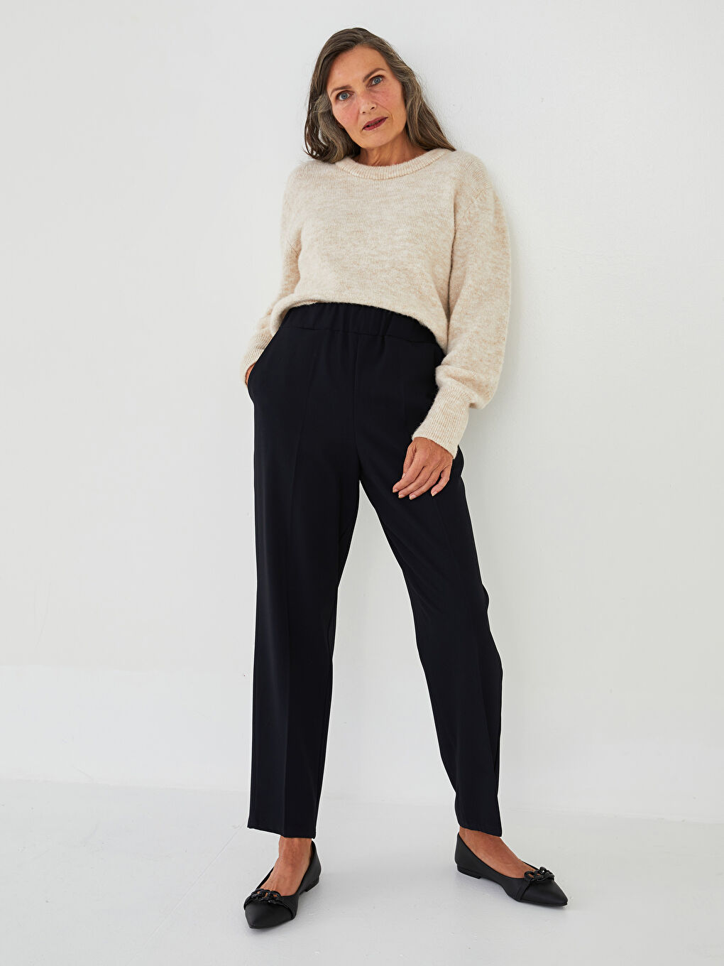 Elastic Waist Straight Pocket Detailed Women's Harem Trousers -W1KV22Z8-E1J
