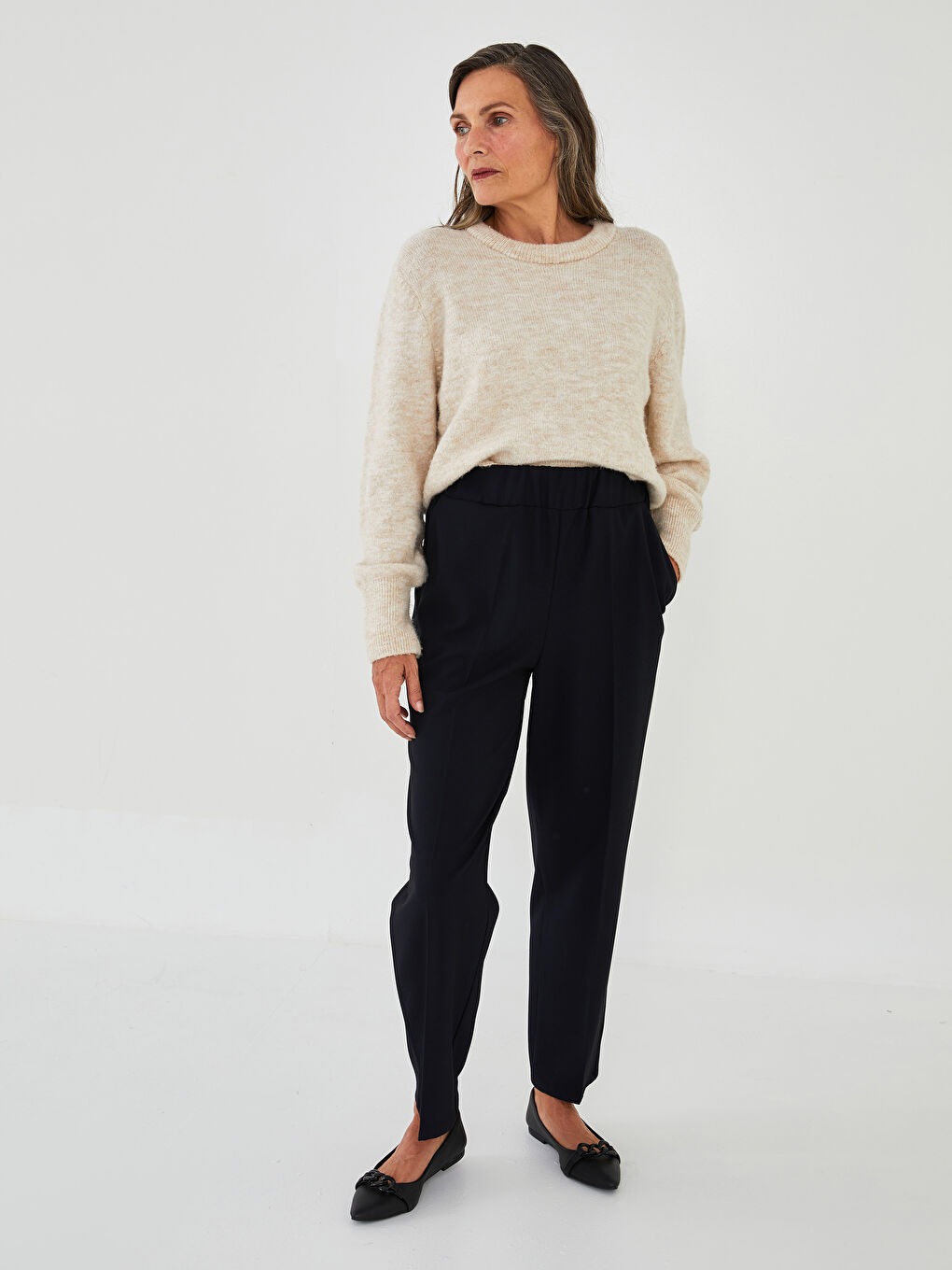 Elastic Waist Straight Pocket Detailed Women's Harem Trousers -W1KV22Z8-E1J