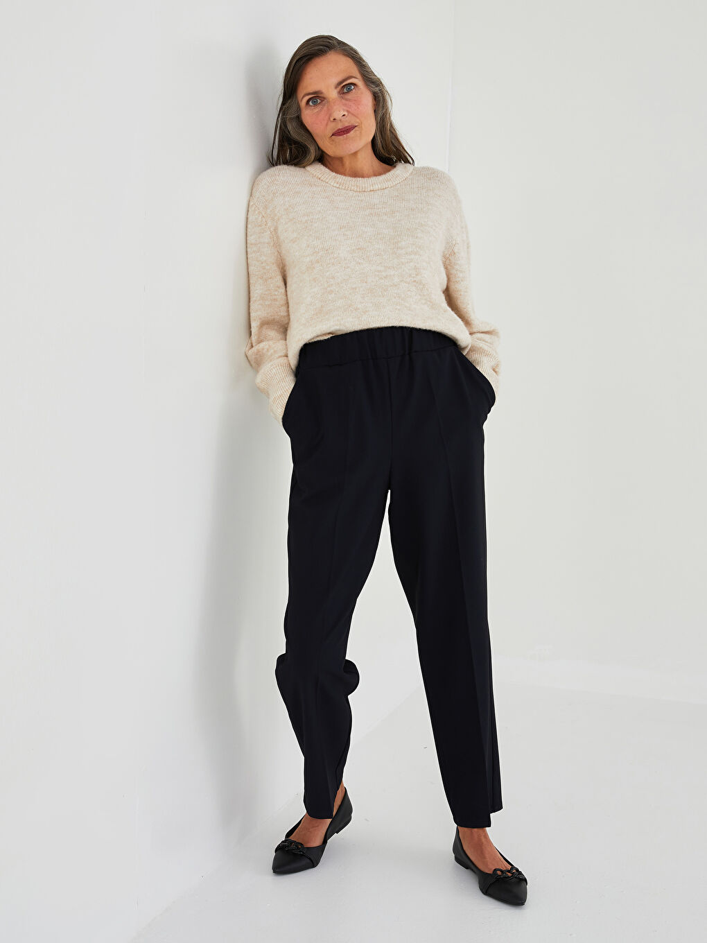 Elastic Waist Straight Pocket Detailed Women's Harem Trousers -W1KV22Z8-E1J