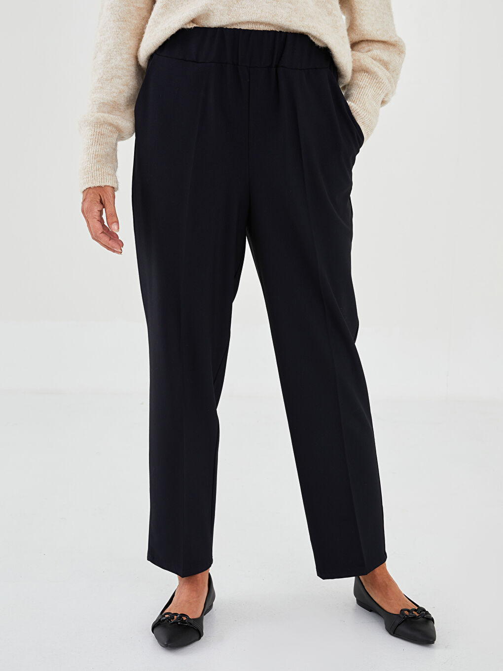 Elastic Waist Straight Pocket Detailed Women's Harem Trousers -W1KV22Z8-E1J