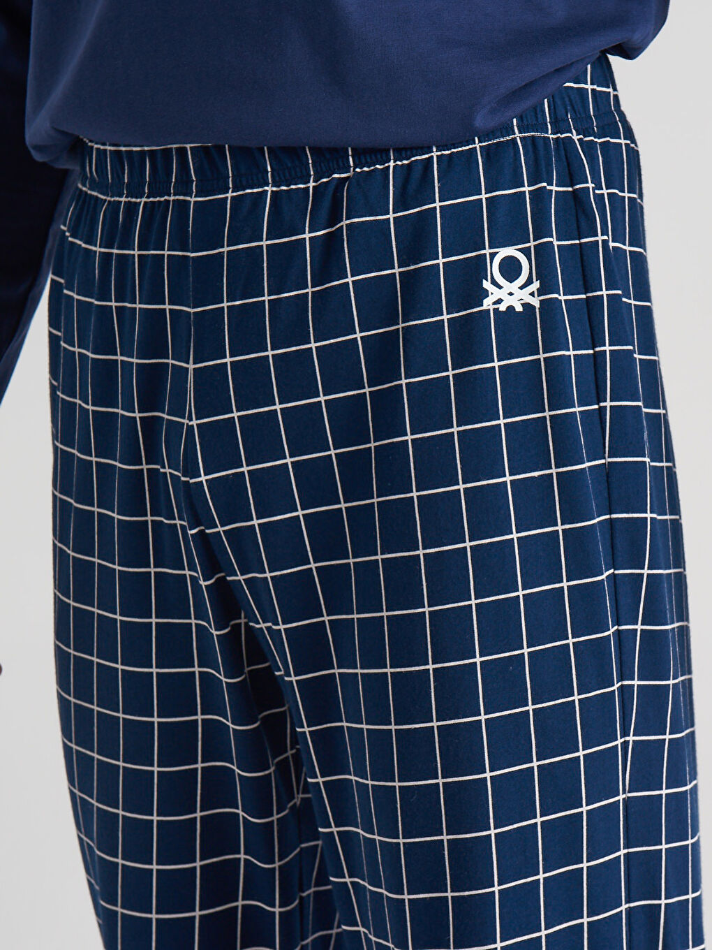 Mavi Bisiklet Yaka Baskılı Uzun Kollu Erkek Pijama Takım-4