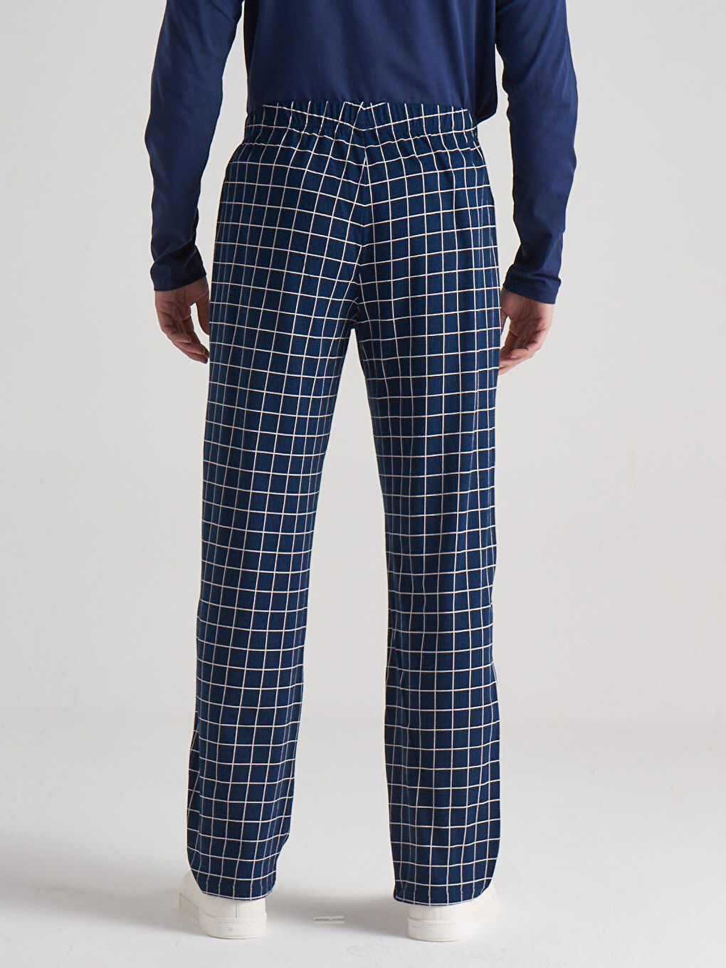 Mavi Bisiklet Yaka Baskılı Uzun Kollu Erkek Pijama Takım-5