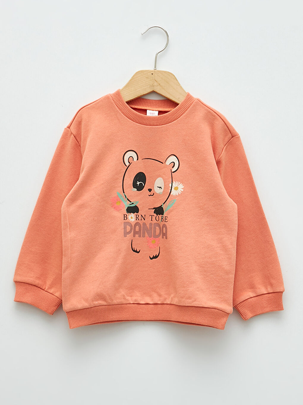 Crew Neck Long Sleeve Printed Cotton Baby Girl Sweatshirt