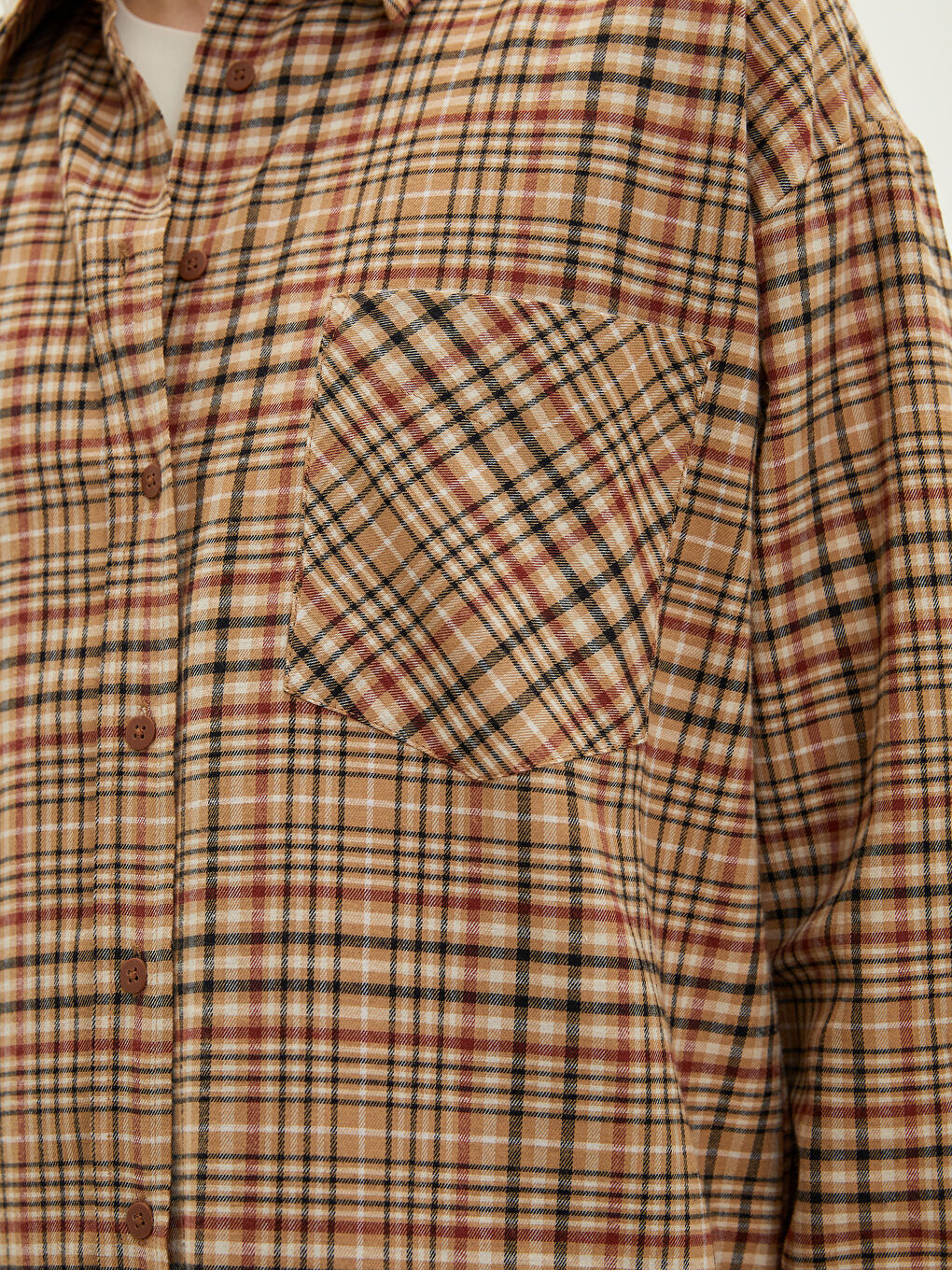 LCW Modest Plaid Long Sleeve Gabardine Women's Shirt Tunic -W1KV45Z8-LLM