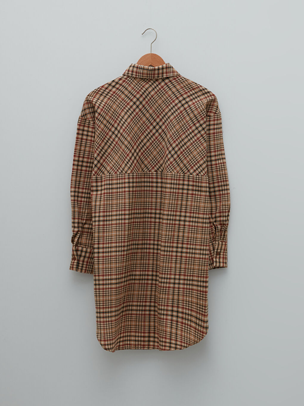 LCW Modest Plaid Long Sleeve Gabardine Women's Shirt Tunic -W1KV45Z8-LLM