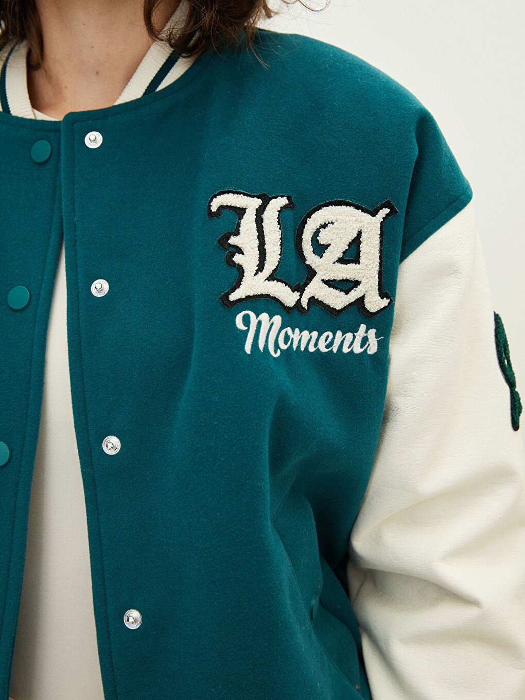 Geacă Colegiu Brodată cu Mâneci Lungi pentru Femei-4