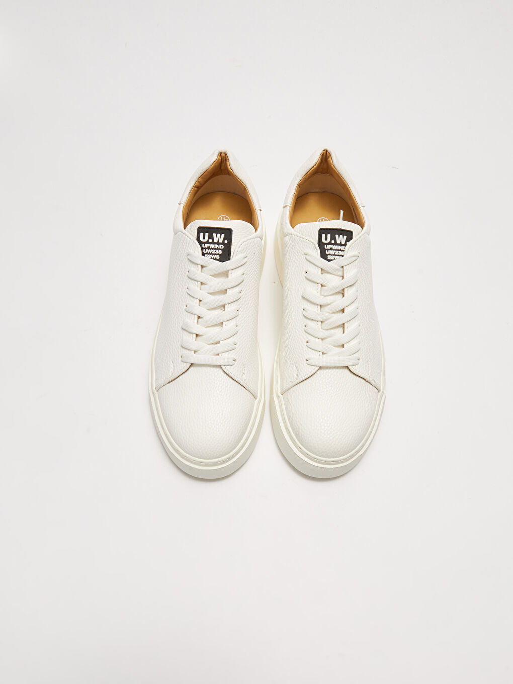 Beyaz Deri Görünümlü Bağcıklı Erkek Spor Ayakkabı-2