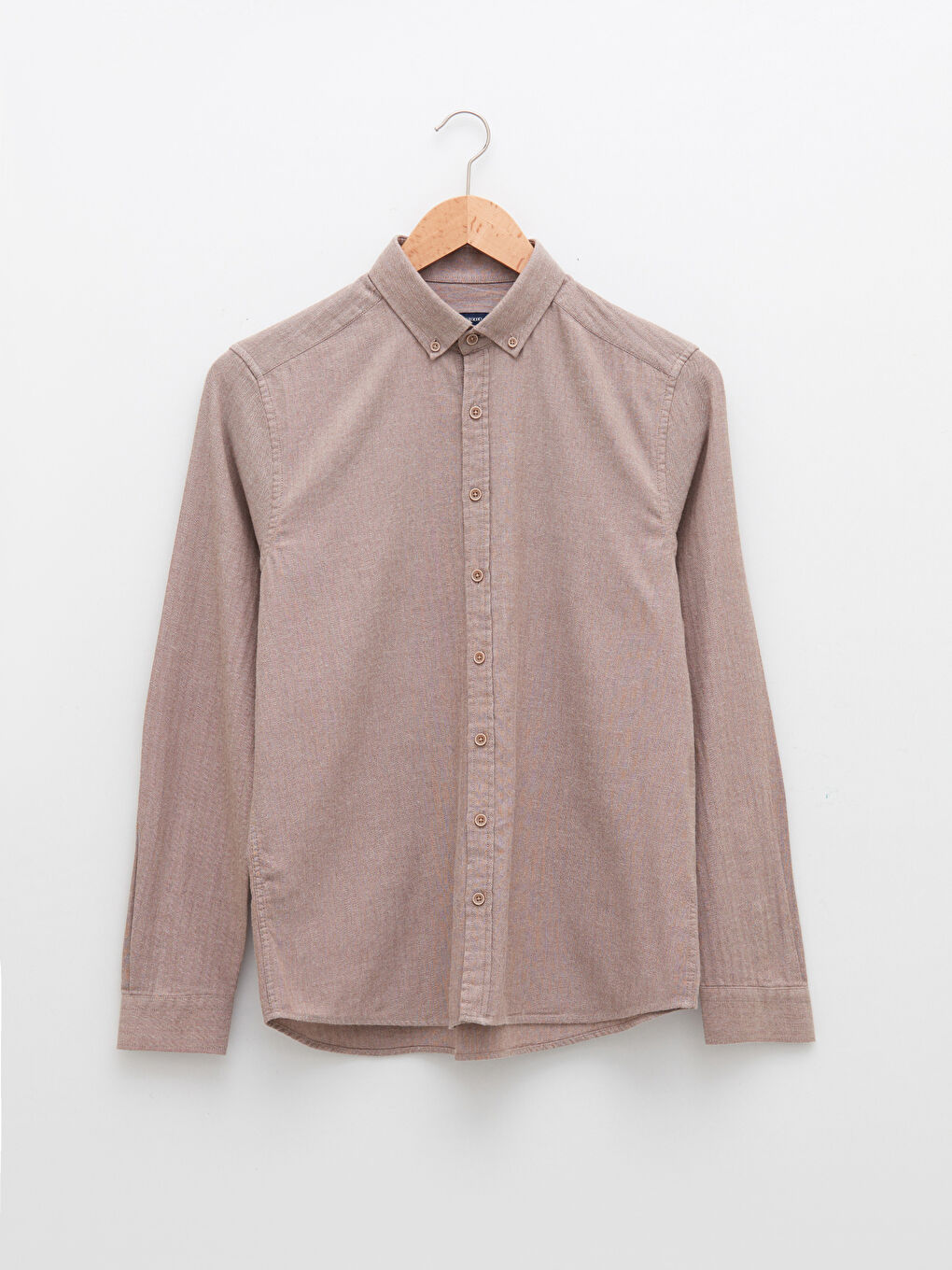 Bej Slim Fit Uzun Kollu Erkek Gömlek-5