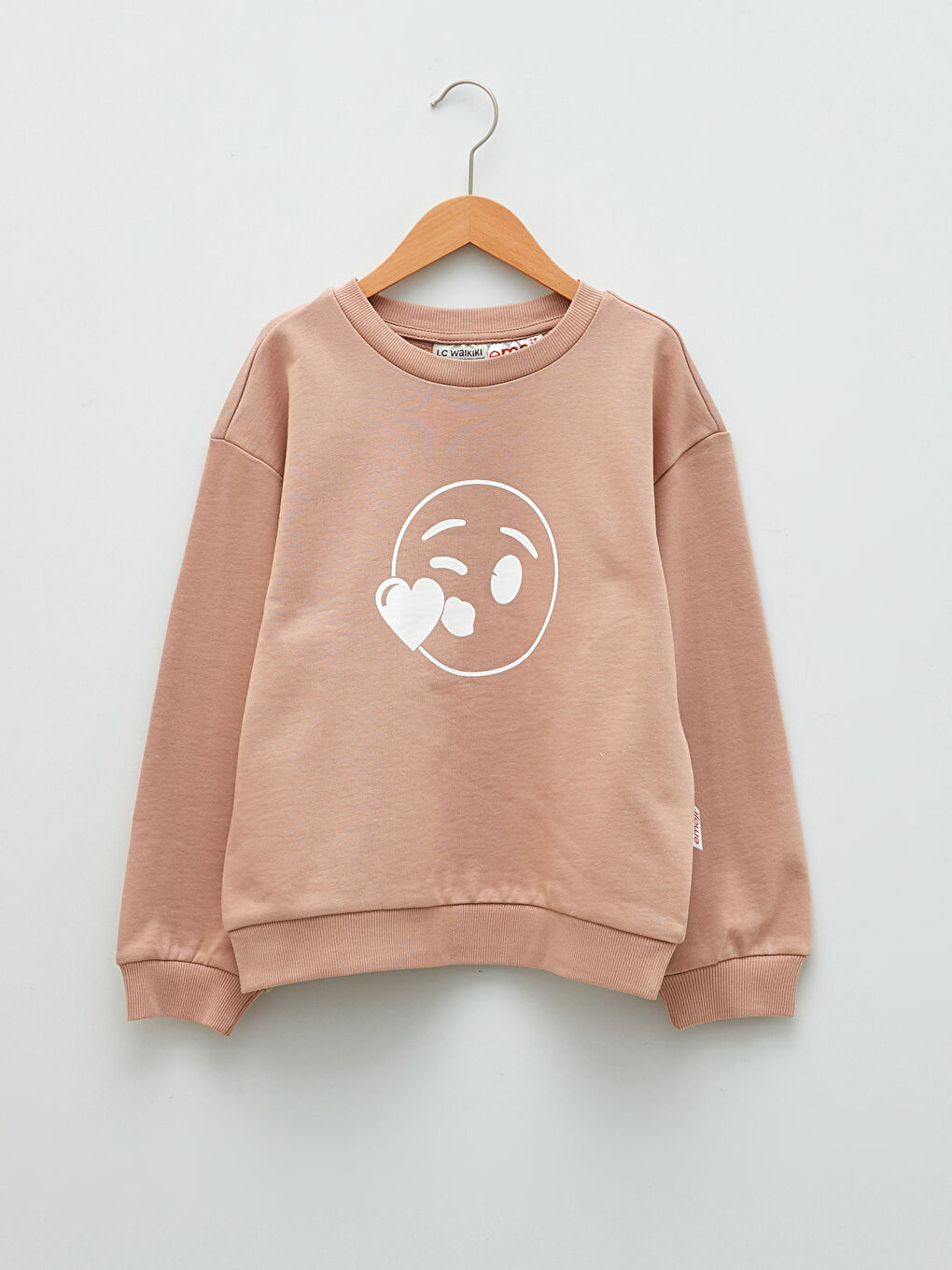 LCW Kids Sweat-shirt à Col Rond Imprimé Émoji Manches Longues pour Filles -W1KV84Z4-FLU