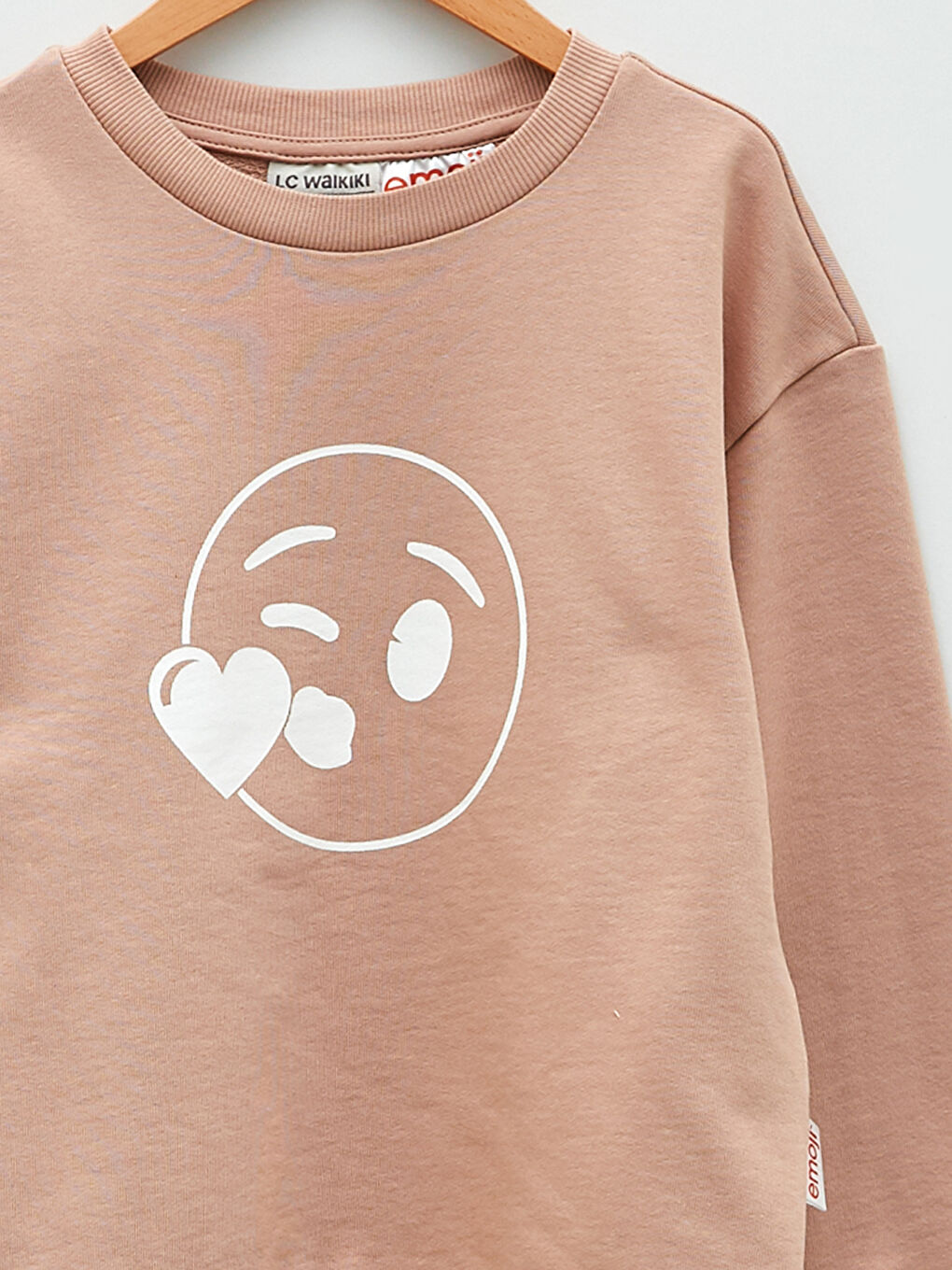 LCW Kids Sweat-shirt à Col Rond Imprimé Émoji Manches Longues pour Filles -W1KV84Z4-FLU