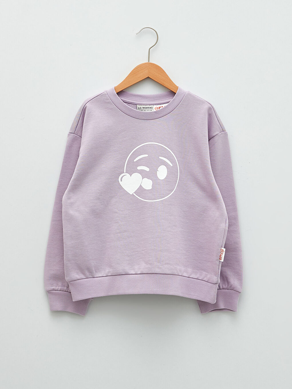 Sweat-shirt à Col Rond Imprimé Émoji Manches Longues pour Filles
