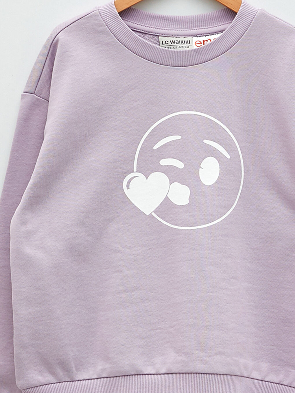 Sweat-shirt à Col Rond Imprimé Émoji Manches Longues pour Filles-2