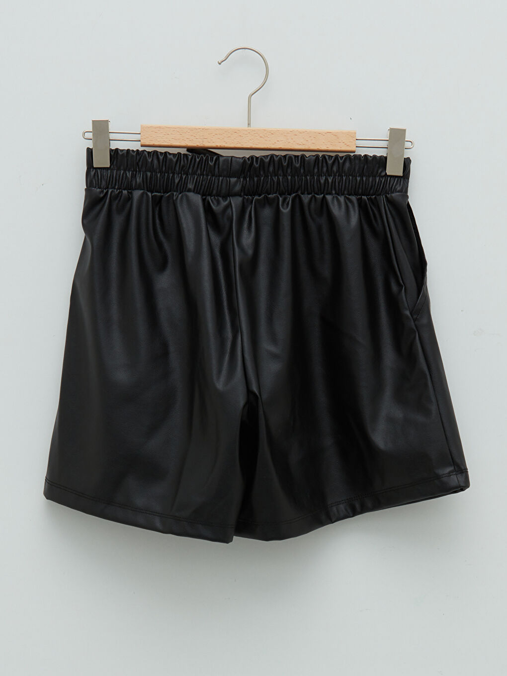 Shorts en similicuir à taille élastique pour fille-1