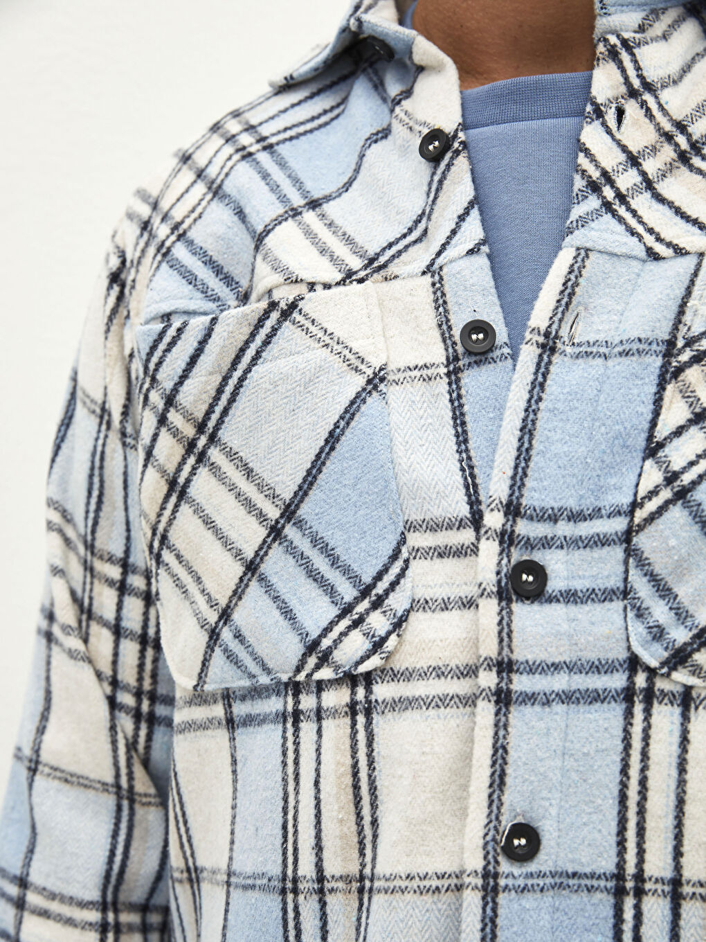 Opušteni kroj dugi rukav karirana muška flanel košulja jakna-3