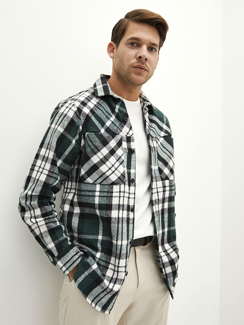 LCW Vision Relaxed Fit Long Sleeve Plaid Men's Lumberjack Shirt Jacket -W1KY28Z8-LMH