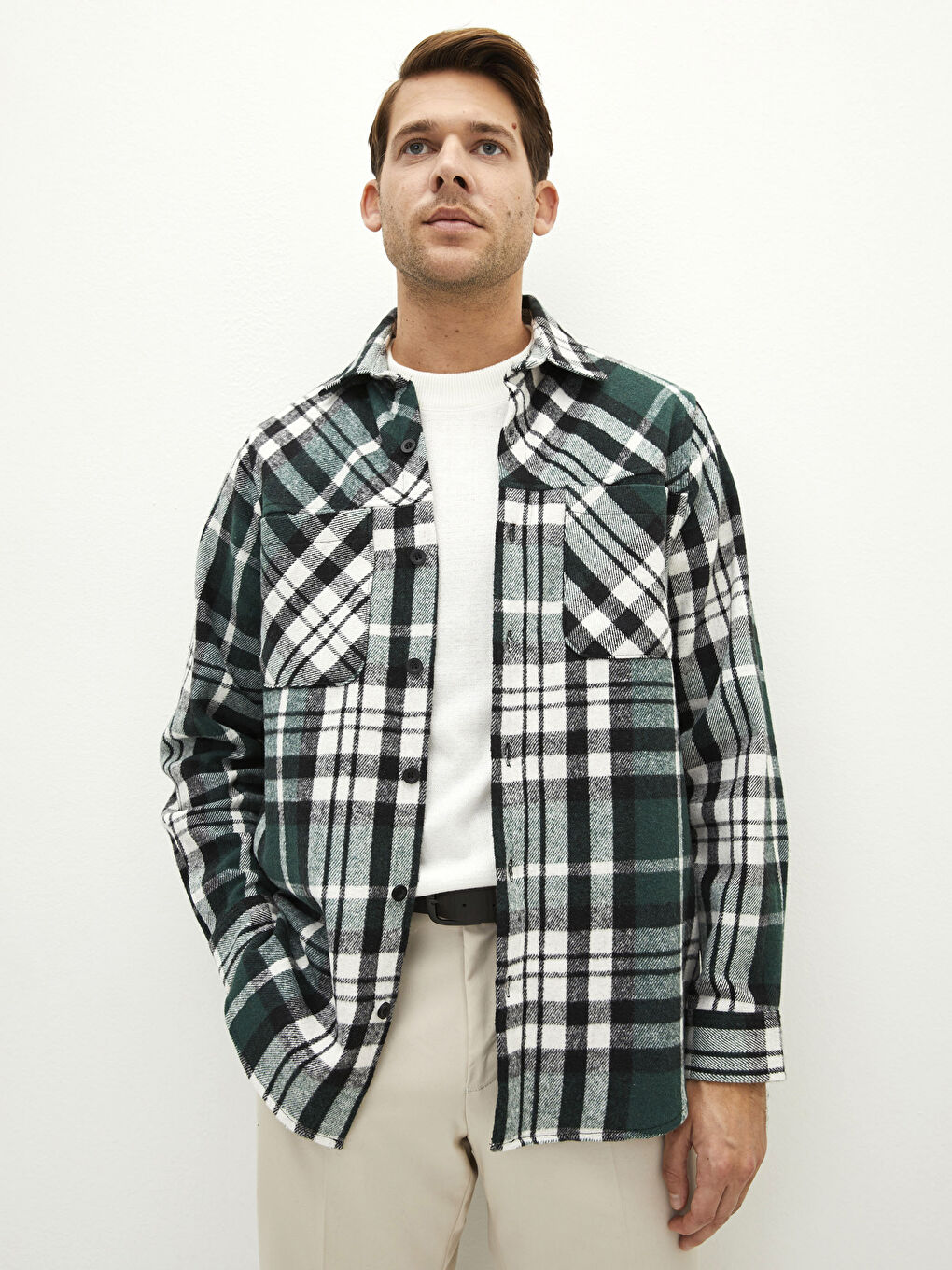 LCW Vision Relaxed Fit Long Sleeve Plaid Men's Lumberjack Shirt Jacket -W1KY28Z8-LMH
