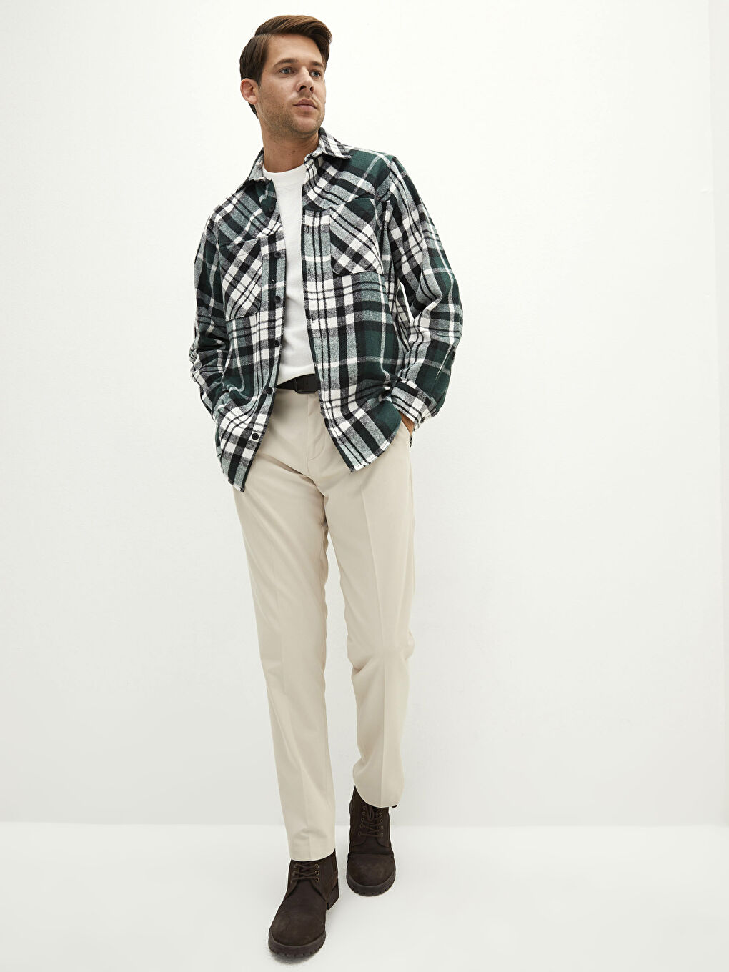LCW Vision Relaxed Fit Long Sleeve Plaid Men's Lumberjack Shirt Jacket -W1KY28Z8-LMH