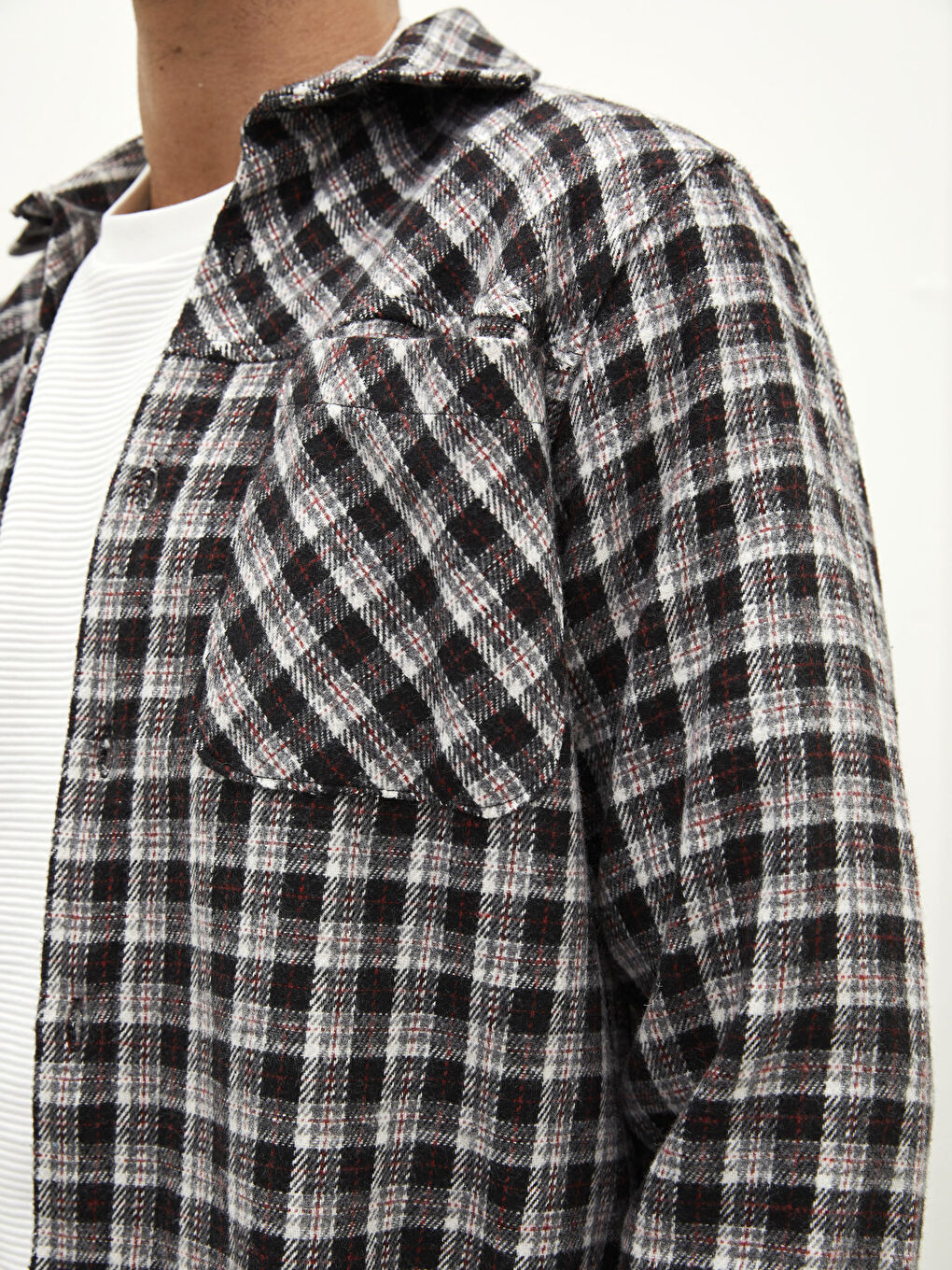 Relaxed Fit Long Sleeve Plaid Men's Lumberjack Shirt Jacket-3