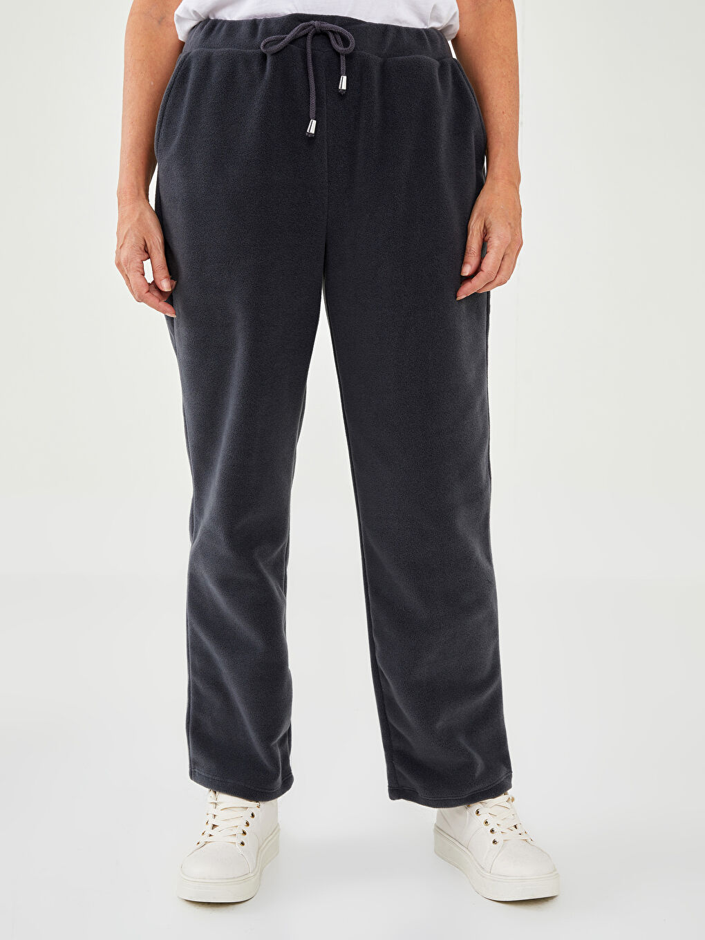 Спортивные штаны из флиса с эластичной талией и плоскими карманами для женщин-4