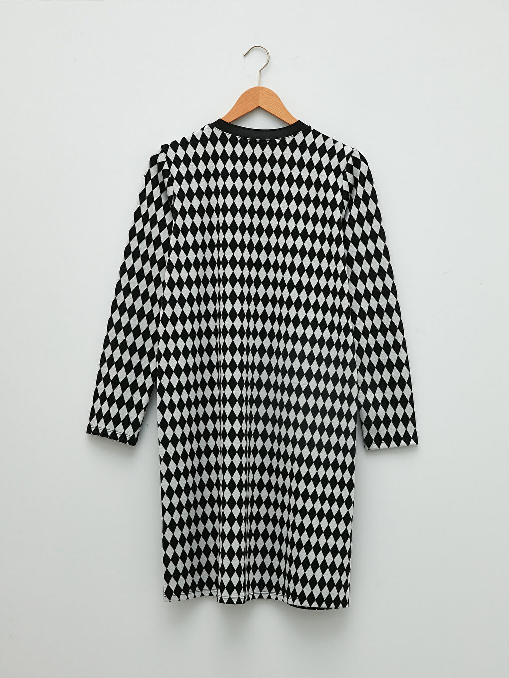 Karışık Bisiklet Yaka Ekose Uzun Kollu Kadın Tunik-5