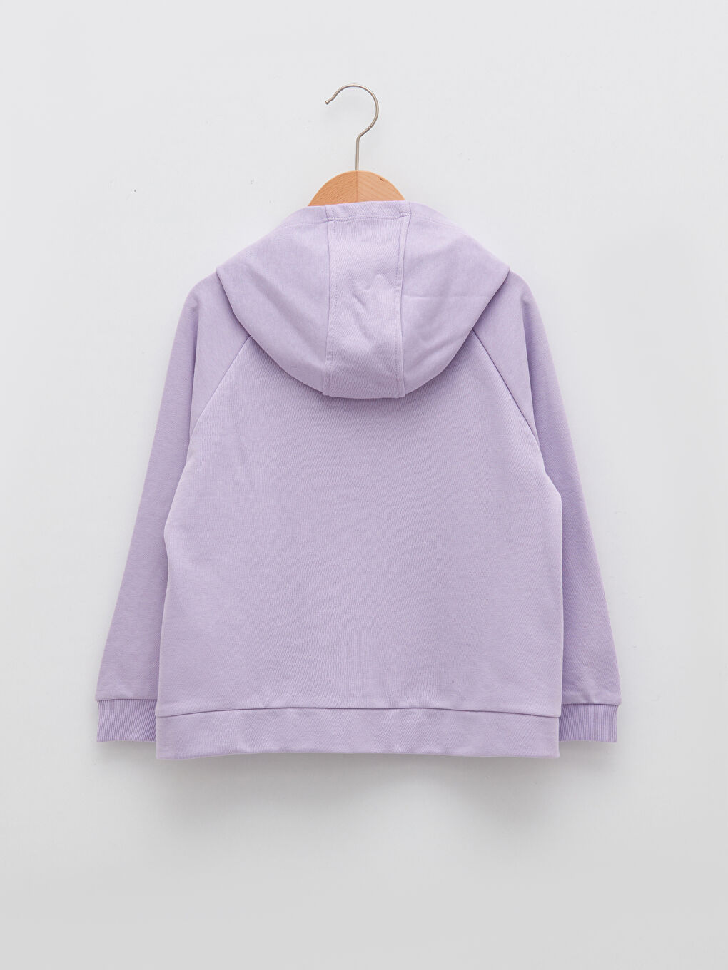 Lila Kapüşonlu Baskılı Uzun Kollu Kız Çocuk Fermuarlı Sweatshirt-1