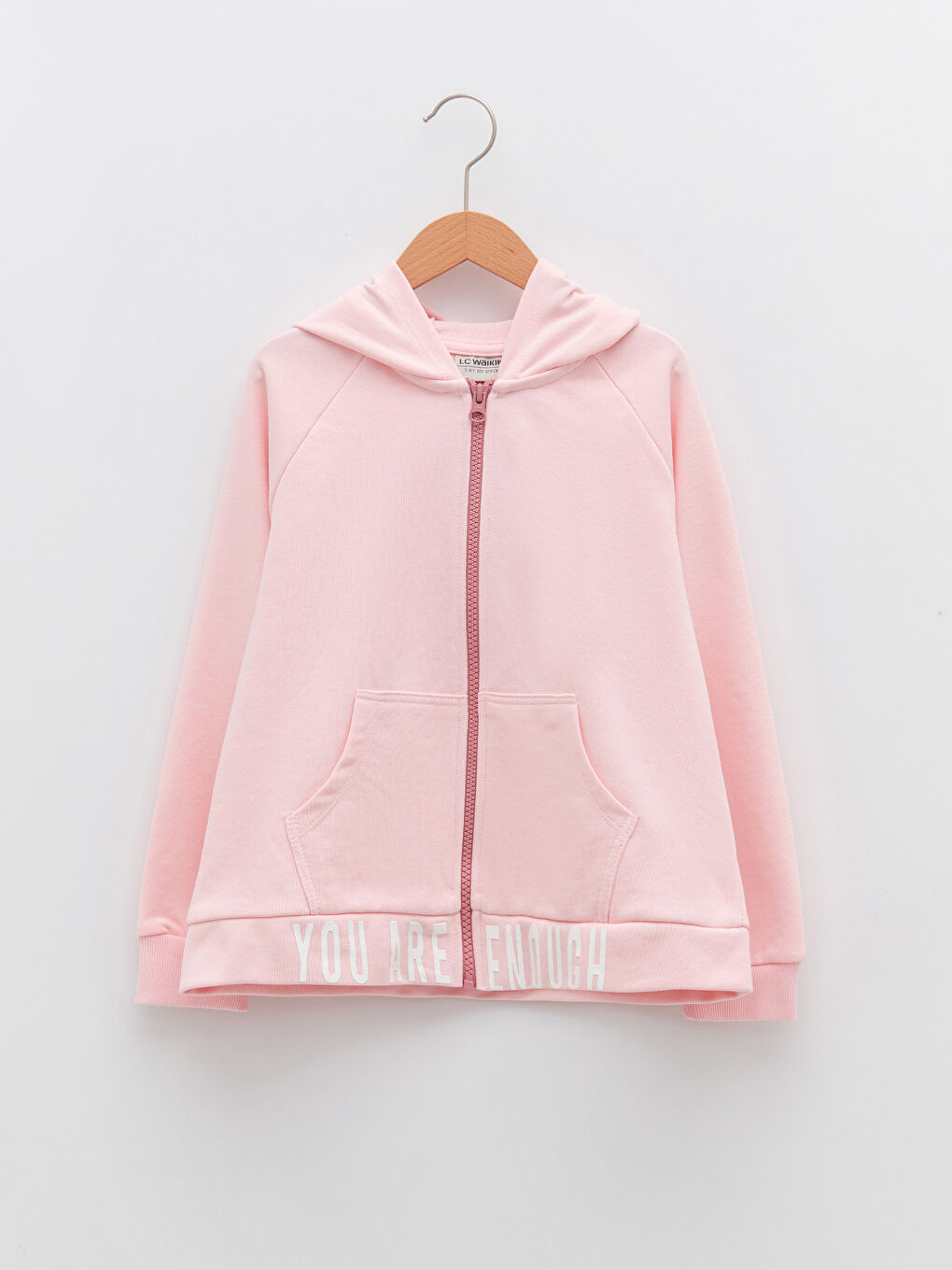 LCW Kids Kapüşonlu Baskılı Uzun Kollu Kız Çocuk Fermuarlı Sweatshirt -W1KY48Z4-GJZ