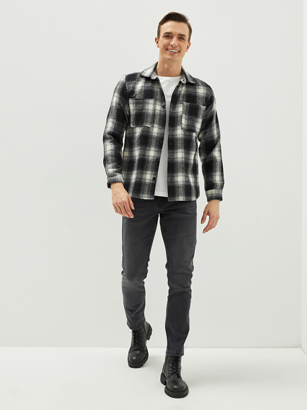 Relaxed Fit Long Sleeve Plaid Men's Lumberjack Shirt Jacket-2